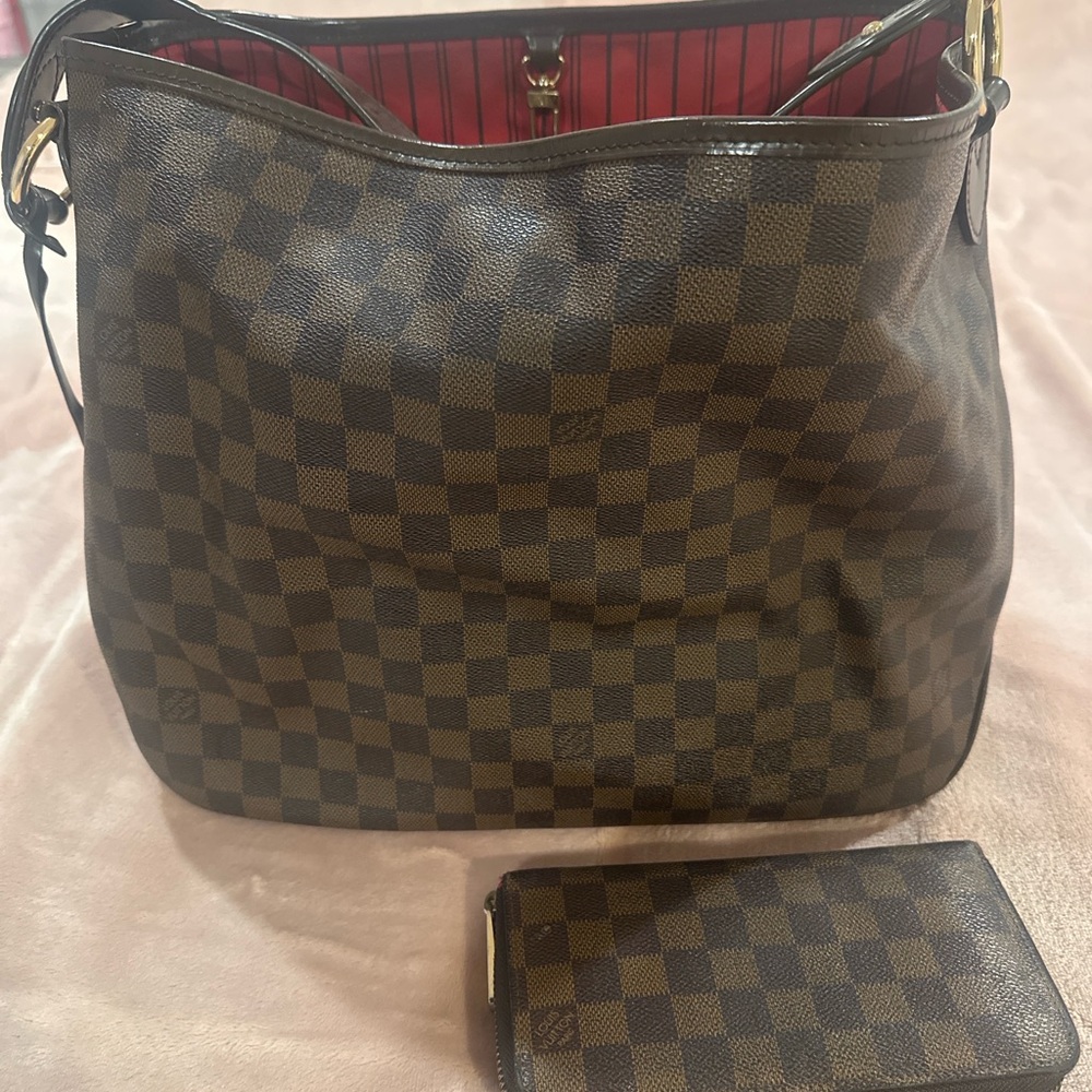 Louis Vuitton Damier Ebene Delightful PM + Matching Wallet Set